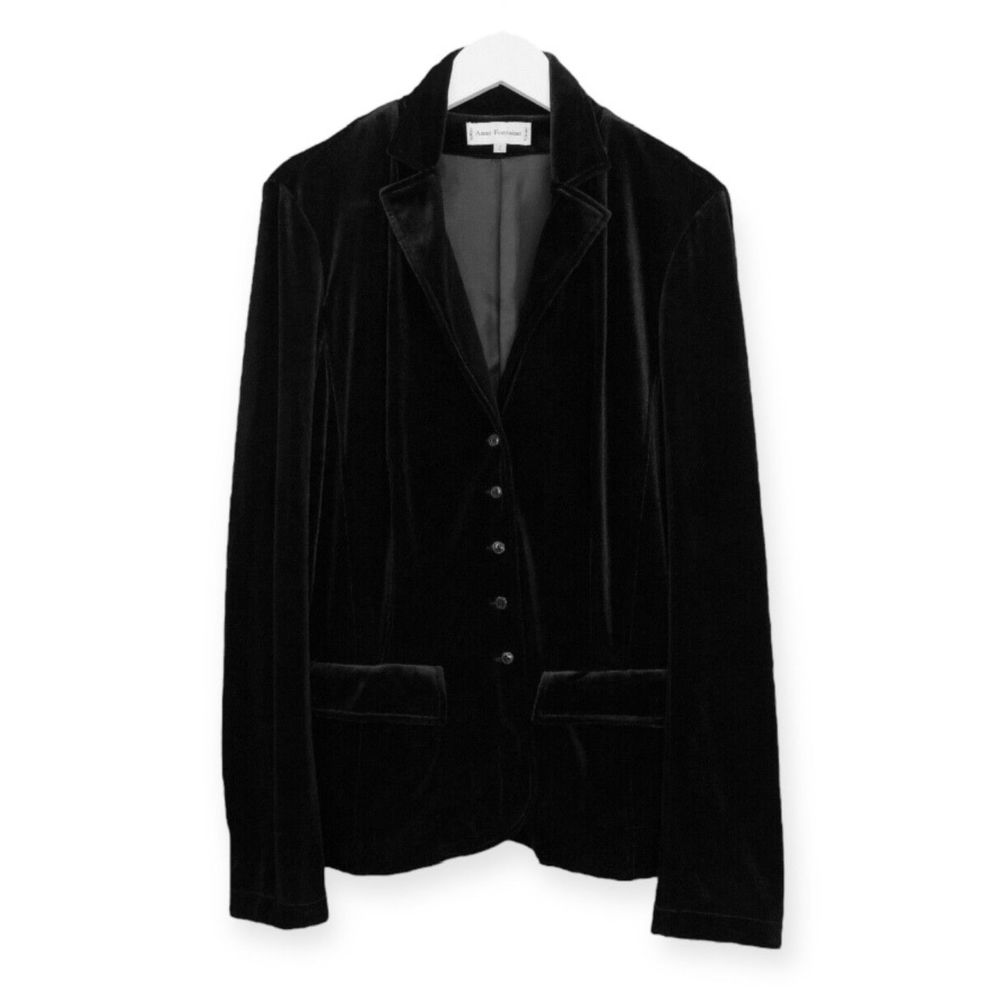 ANNE FONTAINE PARIS "Orlando" Black Velvet Blazer, Size 4